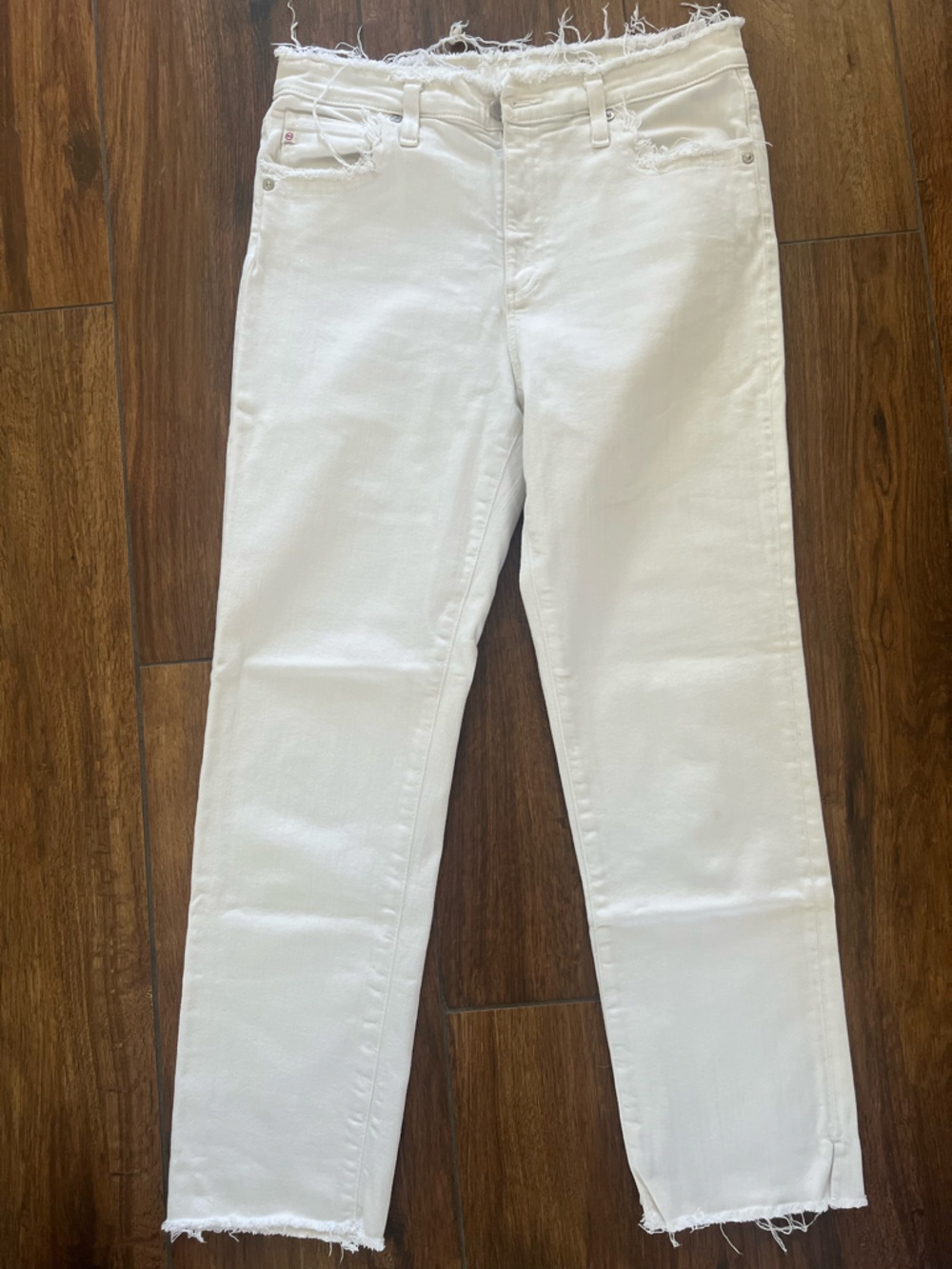 Ag Adriano Goldschmied The Isabelle Frayed White Jeans Size 30